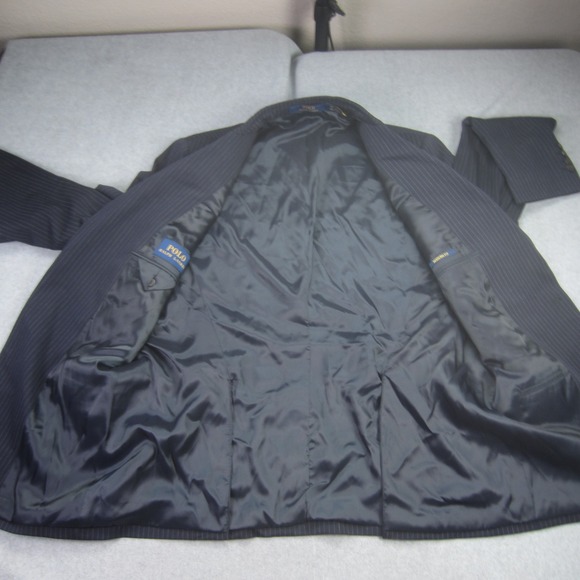 Polo Ralph Lauren Suit Mens 46Lx39W Navy Striped Modern Fit Jacket Pants 2 Piece - Picture 4 of 16